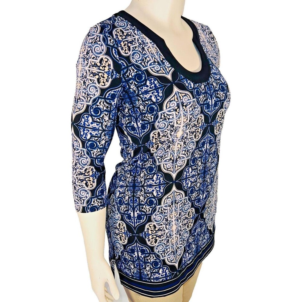 White House Black Market Women's Black and Blue Blouse - Picture 3 of 8